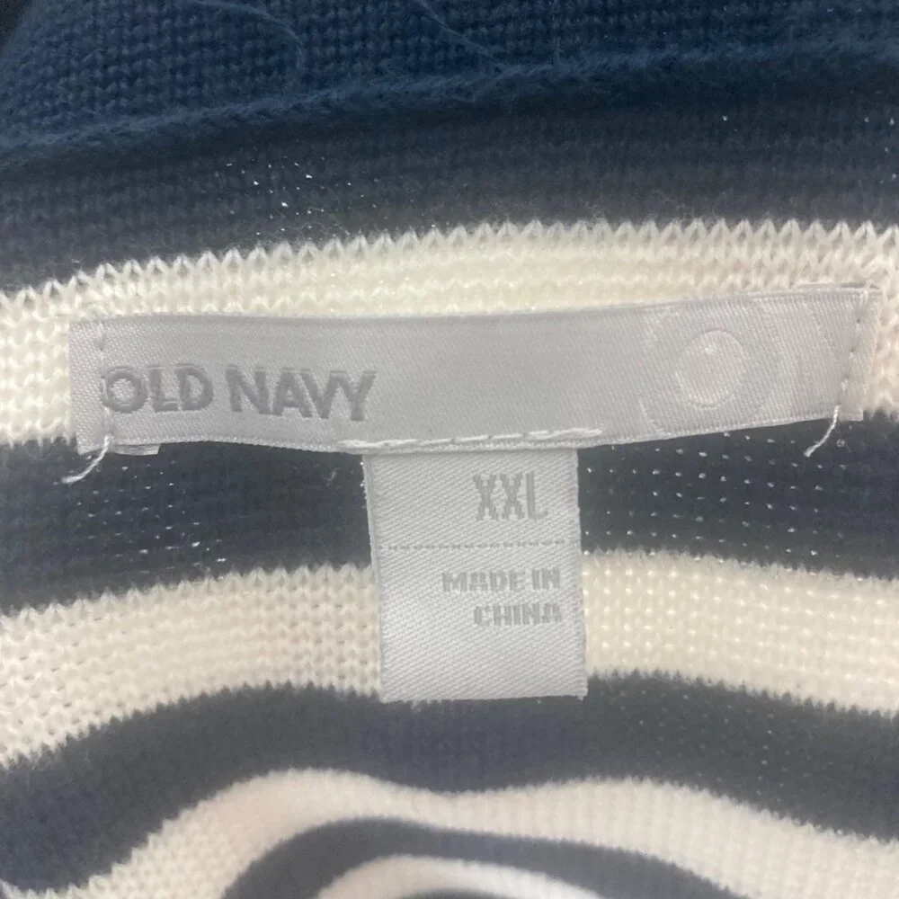 Old Navy Striped Sweater Jacket Womens XXL Blue White Cotton Nautical Preppy